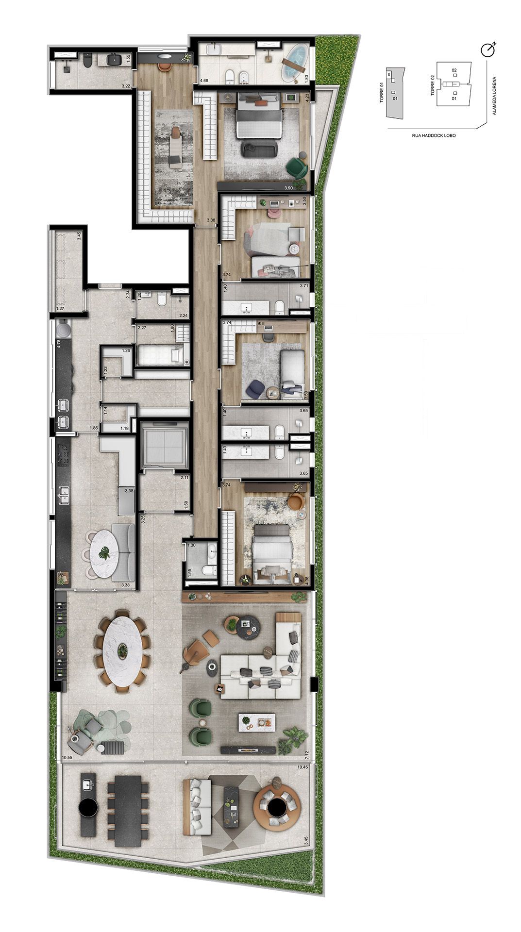 Planta - Apartamento A Venda 4 Dormitórios (4 Suites) 4 Vagas Jardins - Investimoveis
