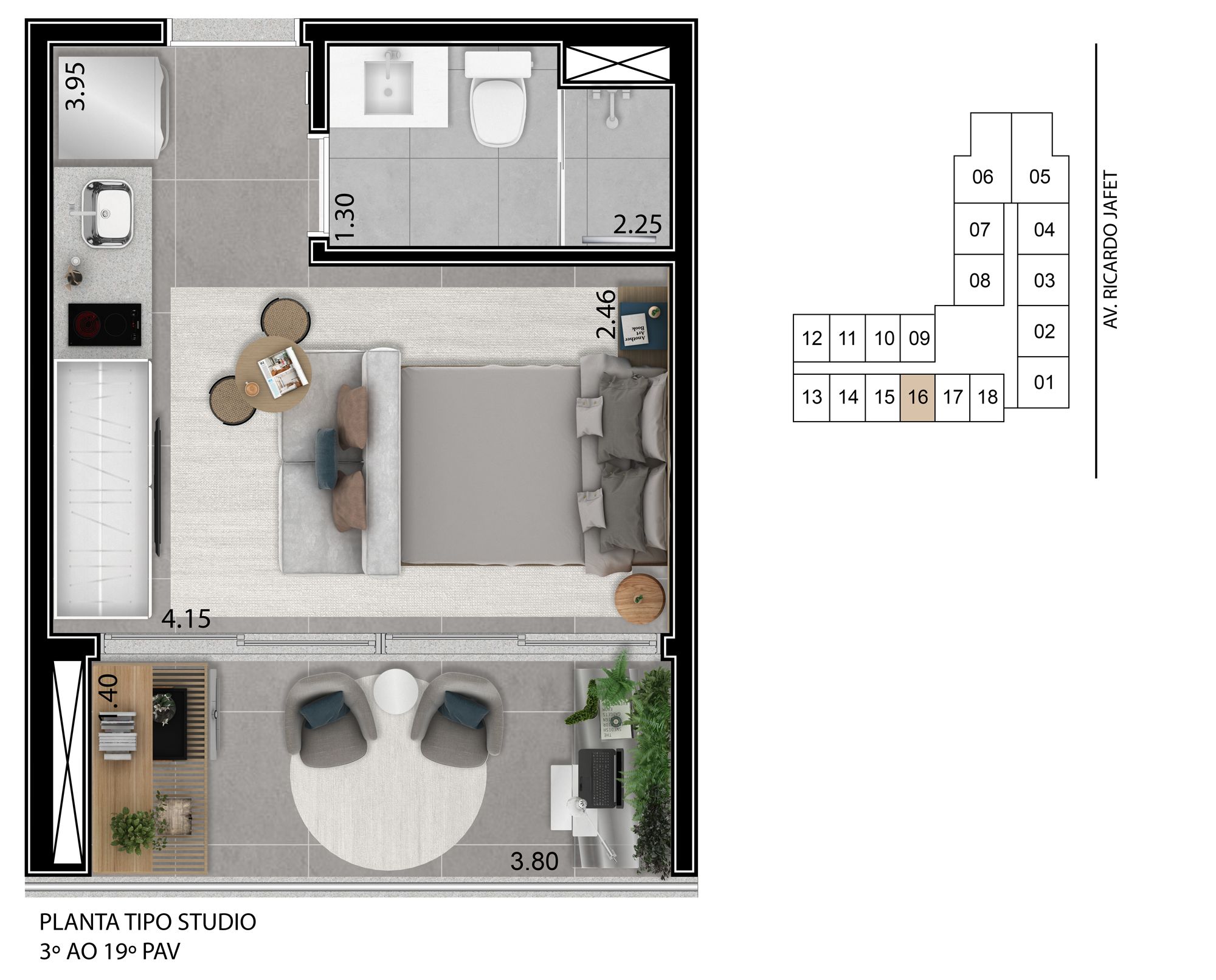 Planta - Studio de 26m² no Patteo Klabin, a Chave do Seu Investimento ou Moradia! - Investimoveis