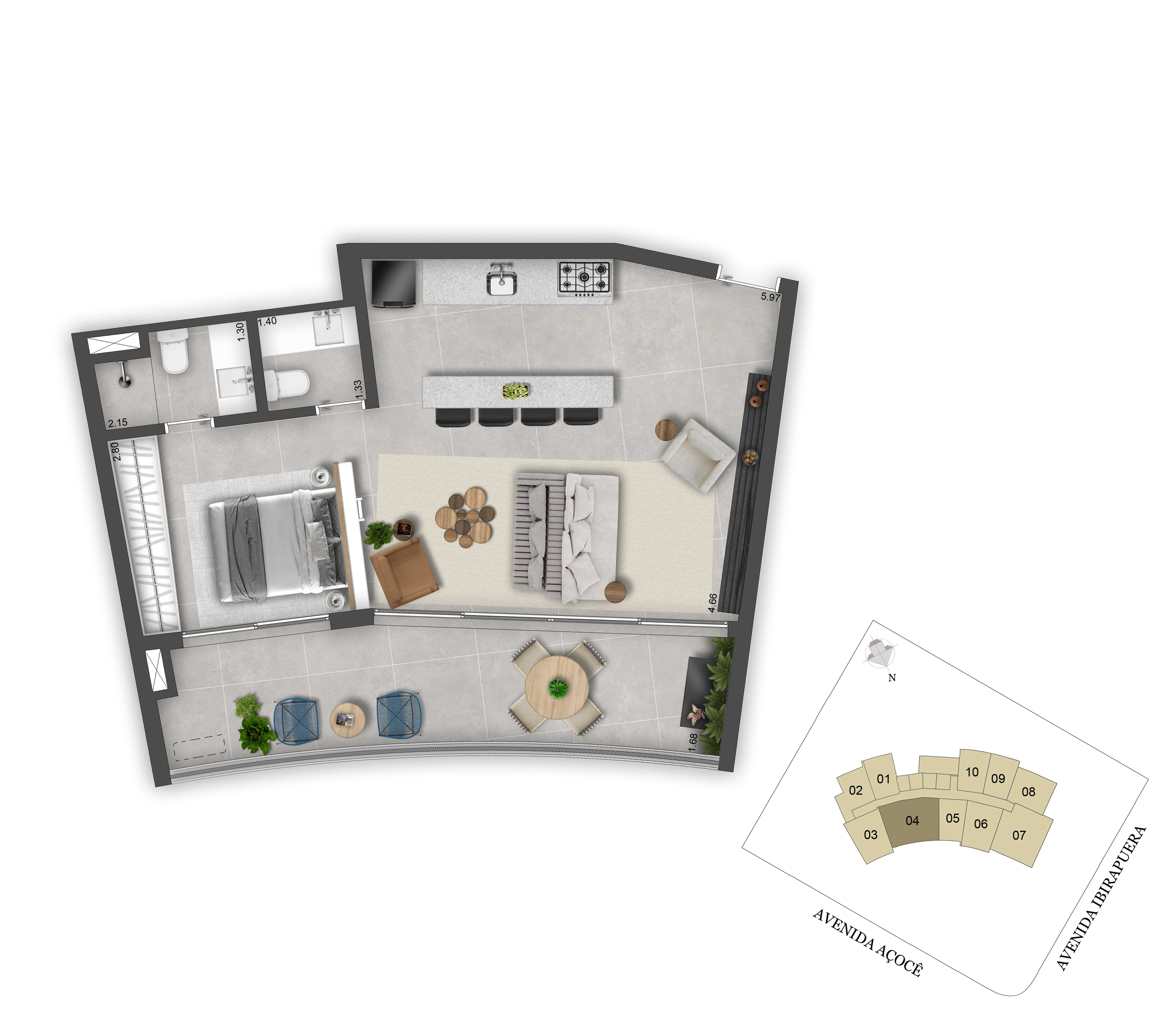 Planta - Apartamento Loft à Venda em Moema São Paulo | Helbor Window Moema - Investimoveis