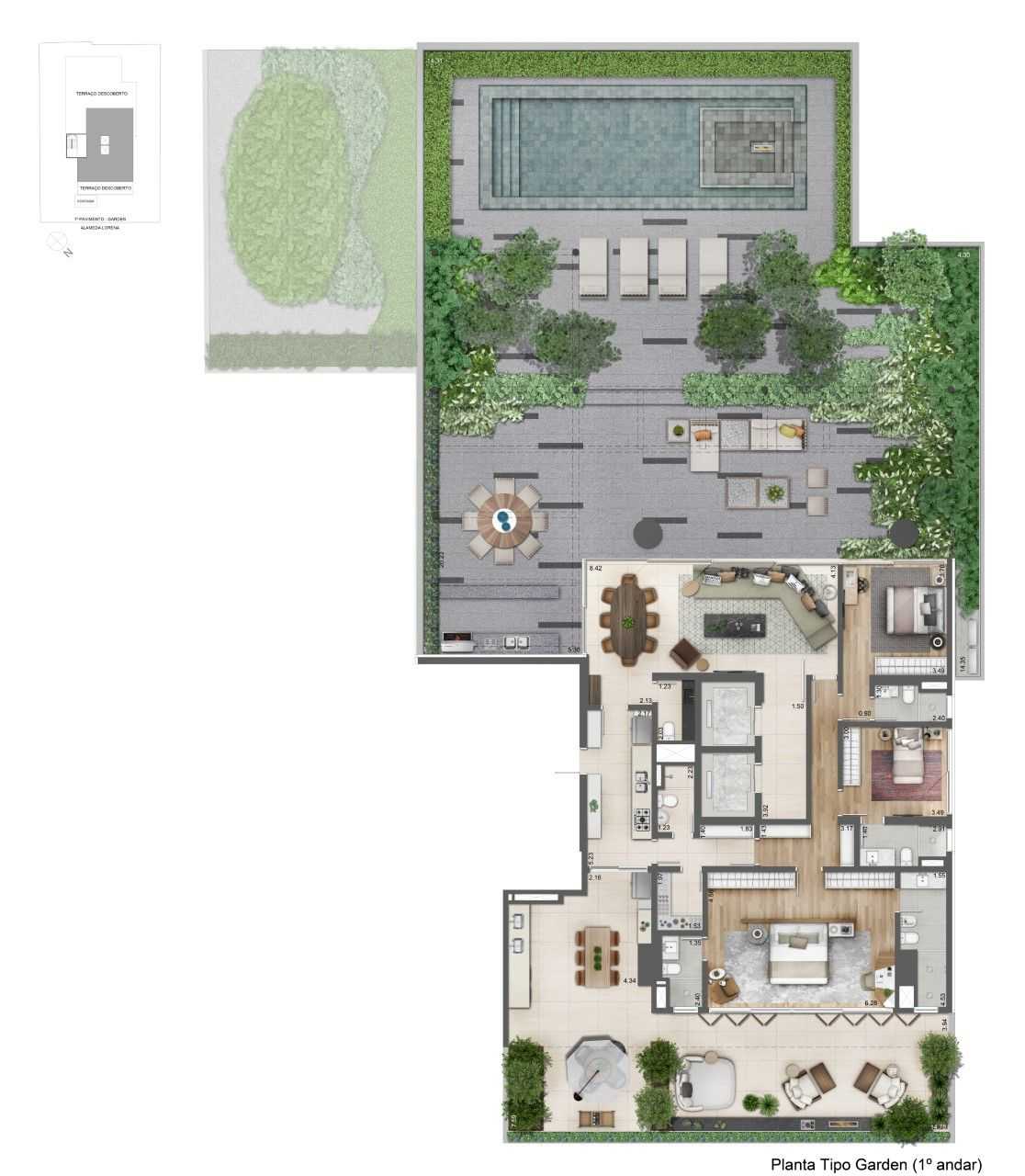 Planta - Garden Luxuoso nos Jardins: 585m², 3 Suítes, 5 Vagas | Facces Jardins by Helbor - Investimoveis