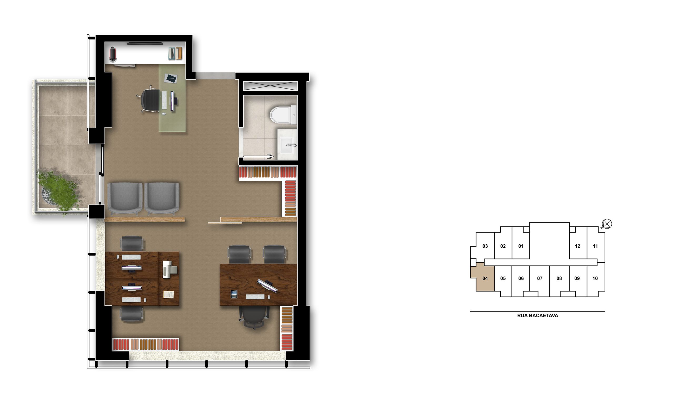 Planta - Sala Comercial Office no Brooklin, com 31m² e vaga - Investimoveis