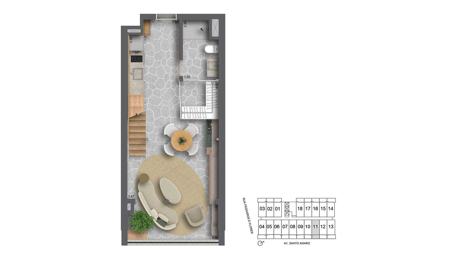 Planta - STUDIO 3.90: Viva a Amplitude no Coração do Brooklin – 300m do Metrô! - Investimoveis